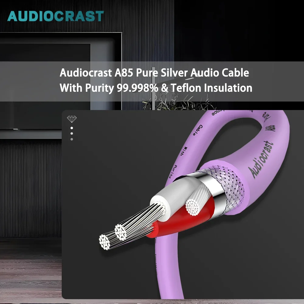 

Audiocrast A85 Pure Silver Audio Cable With Purity 99.998% & PTFE Insulation 4N Pure Silver HiFi Audio Bulk Cable DIY 2Cores