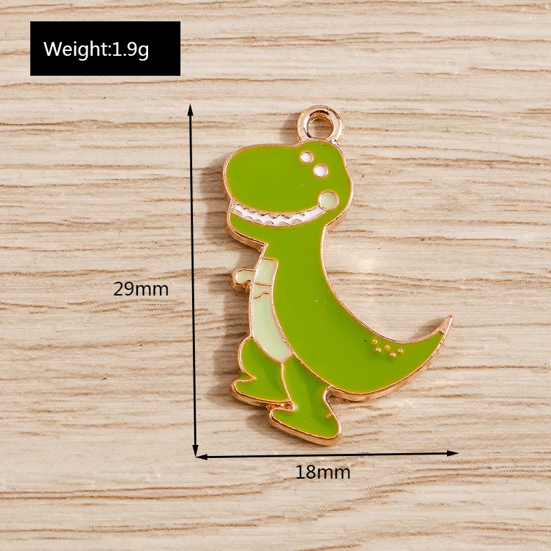 Tusember 10 Stück Mix Niedliche Charms Emaille Dinosaurier-Anhänger für Schmuckherstellung Niedliche Ohrringe Halsketten Armbänder DIY Bastelarbeiten – Detail 14