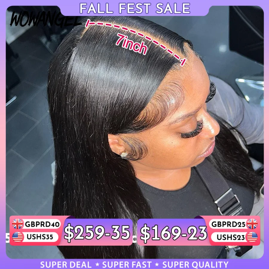 Wow Angel Glueless Wigs 7x7/6x6/5x5 HD Lace Closure Wigs Silk Straight Melt Skins Deep Part Ready to Go Human Hair Wig For Woman