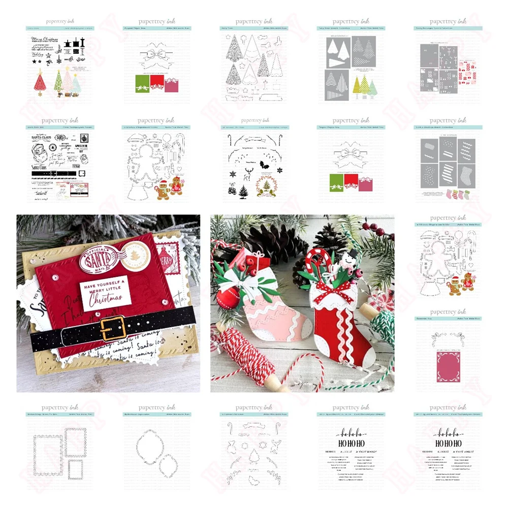 

2024 New Christmas Trees and Stockings Cutting Dies Stamps Stencil Scrapbooking Decoration Template DIY Greeting Card Handmade