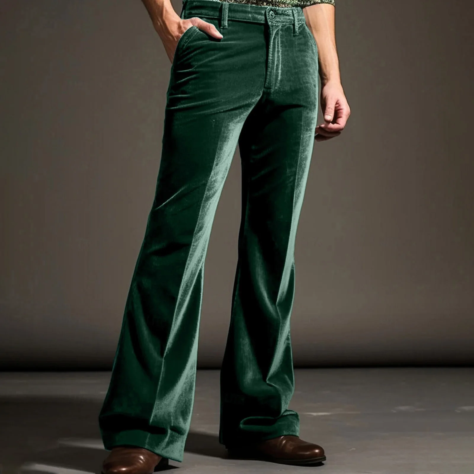 Men's Flared Suit Pants Stylish Solid Mid-Rise Bell Bottoms Trousers for Daily Life Party Stage Formal Occasions and More
