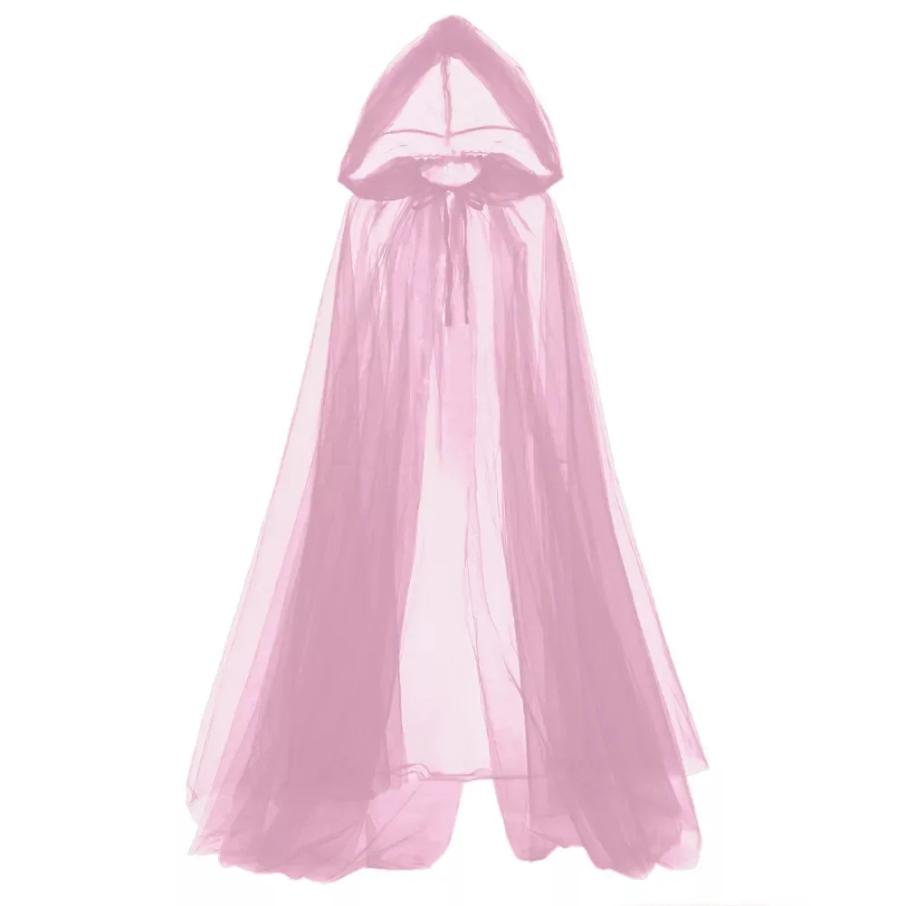 Gothic Punk Cloak Soft Tulle Capes Halloween Costume for Women Starry Stars Party Floor Length Cloak with Hood Cape