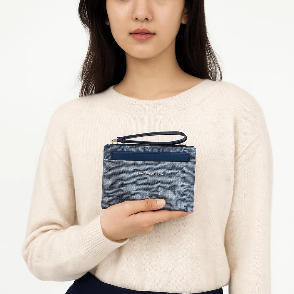 

Zipper Solid Color Folding Wallet Multiple Card Classic Women Short Wallet Korean Style Snap Button PU Card Bag Business