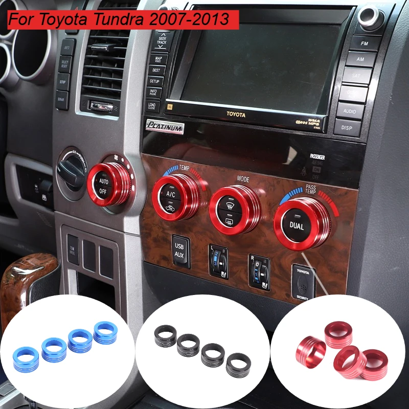 

For Toyota Tundra 2007-2013 Aluminum Alloy Silver/Red Car Center Control Volume air conditioner Knob Trim Cover Car Accessories