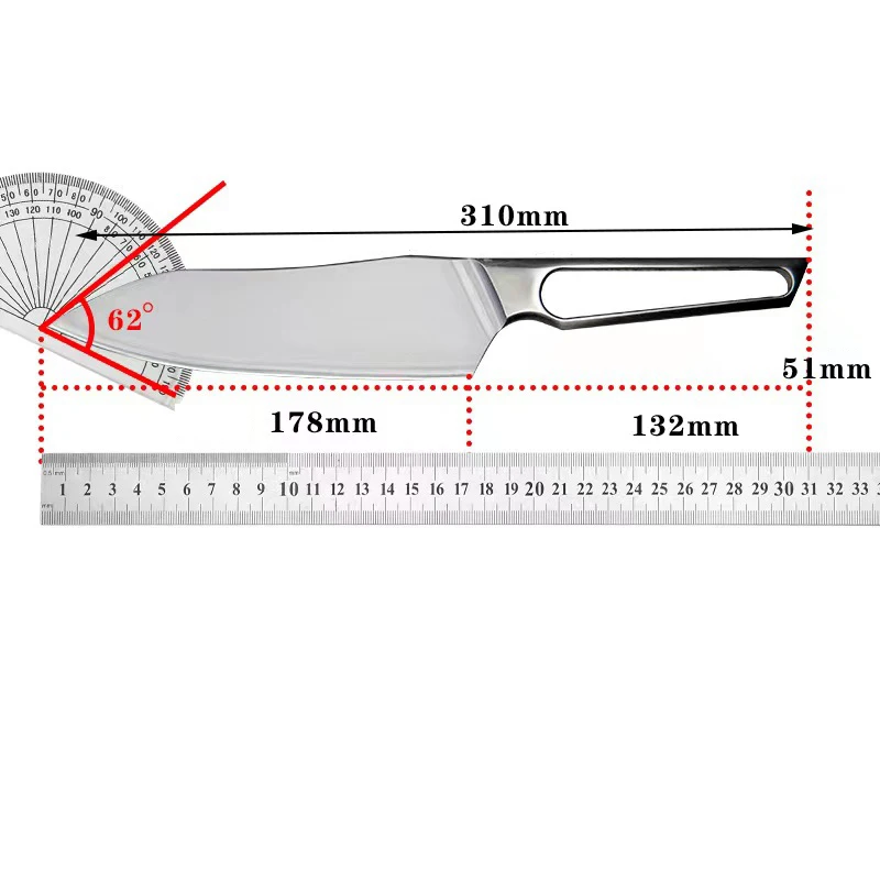 7 Inch Chef Knife M390 Core 3 Layers Clad Steel Blade Sharp Cleaver Meat Slicing Vegetables Kitchen Knives Hollowing Out Handle