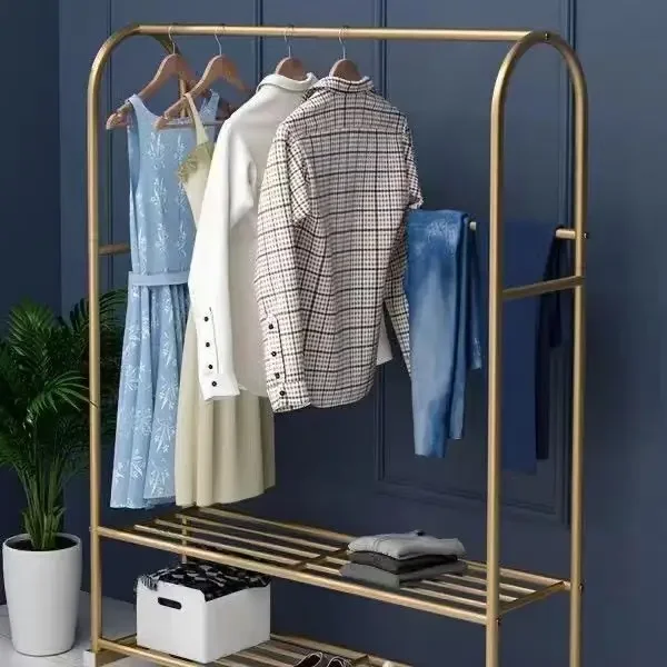 Floor-to-Ceiling Hanging Coat Rack, Simple Clothes  Drying Net, Red, Single Pole, Light, Luxury, Home, Balcony