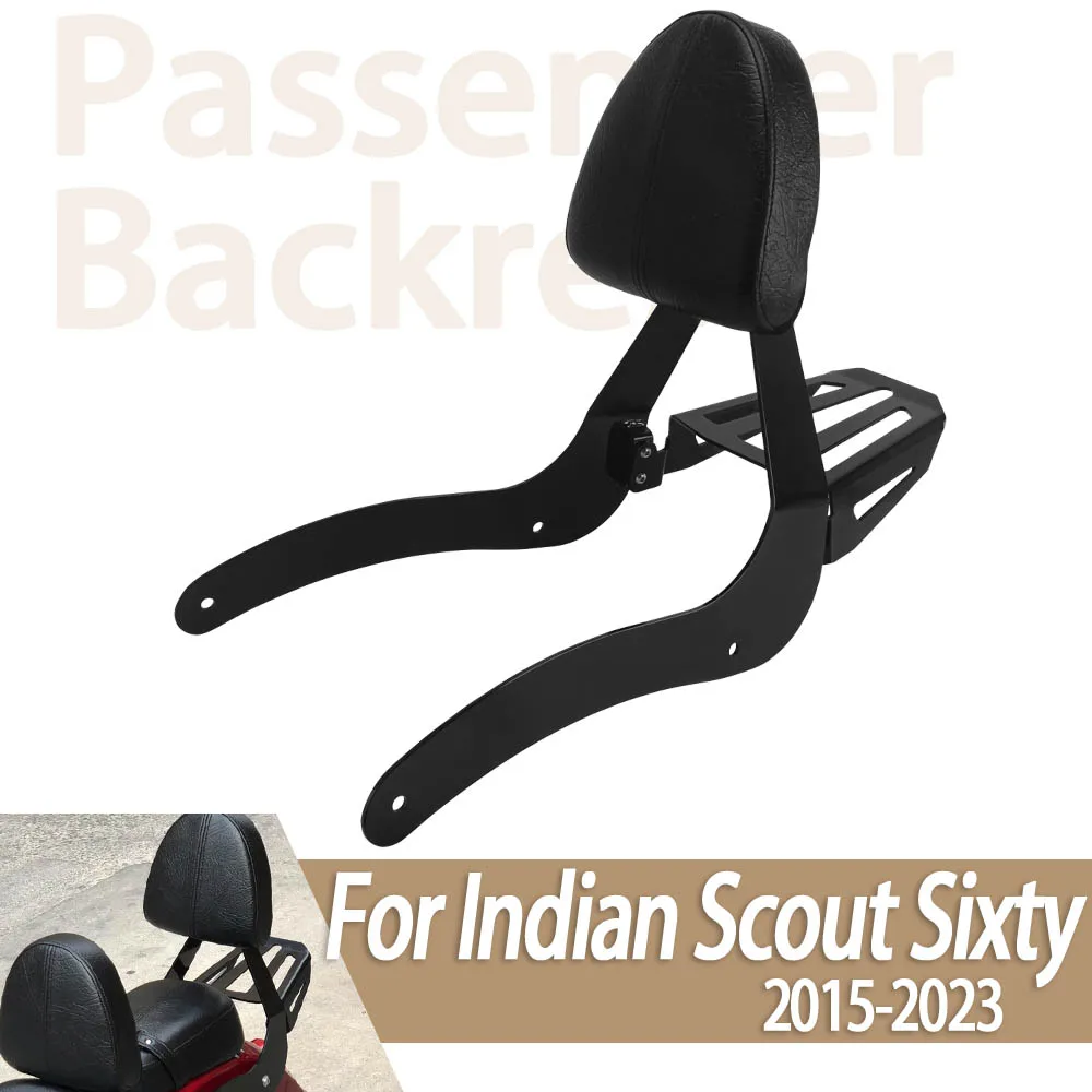 Motorcycle Passenger Backrest Sissy Bar With Detachable Luggage Rack 2-in-1 Fits For Indian Scout Sixty ABS 100th 2015-2024