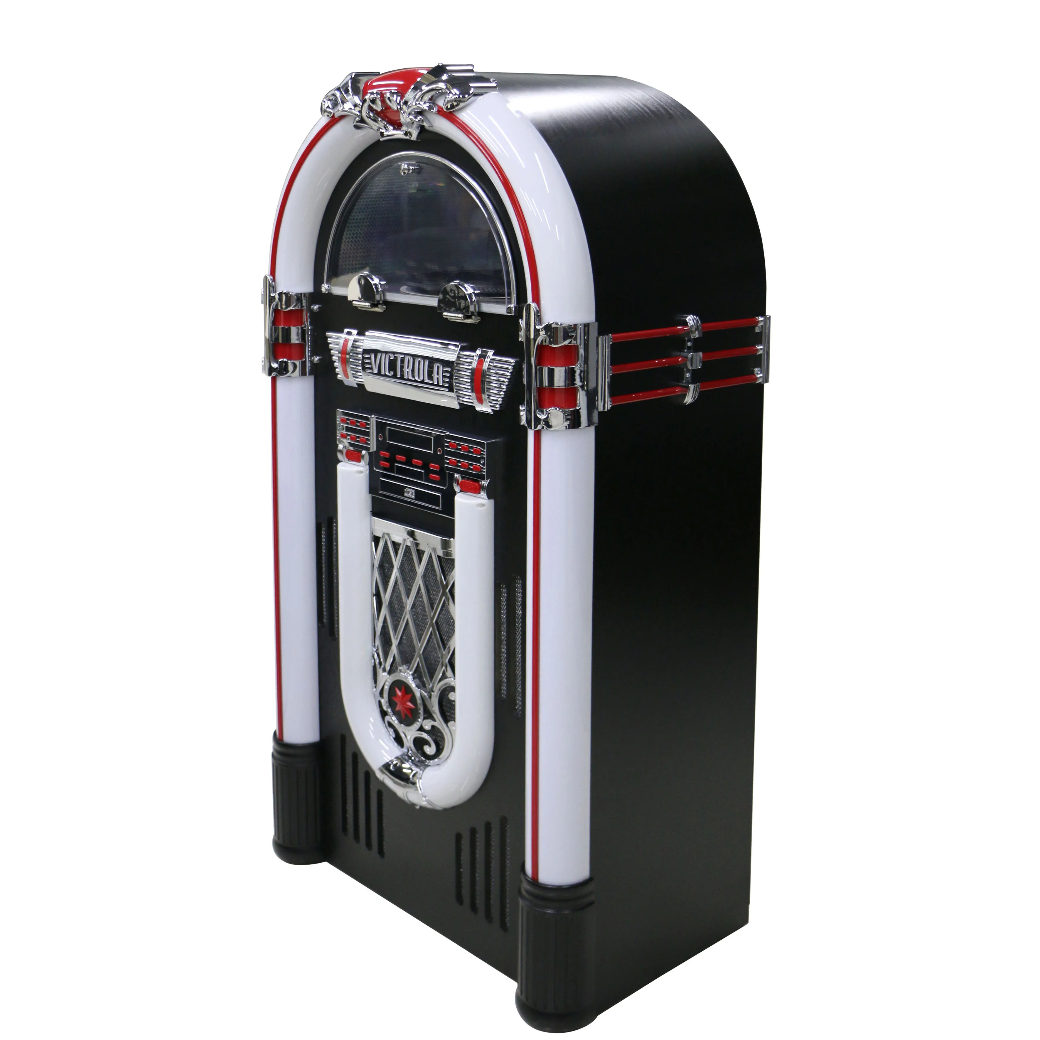 Großer Retro in voller Größe mit LED, buntem Licht, CD, BT-Plattenspieler, Musik-Kombination, digitaler Jukebox