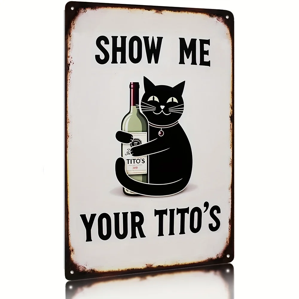 Black Cat Aluminum Sign, Bathroom, Humorous, Funny, toilet, garage, Apartment, Dorm, Barr, Cafe Decor, Rural Poster, 12x8 Inches