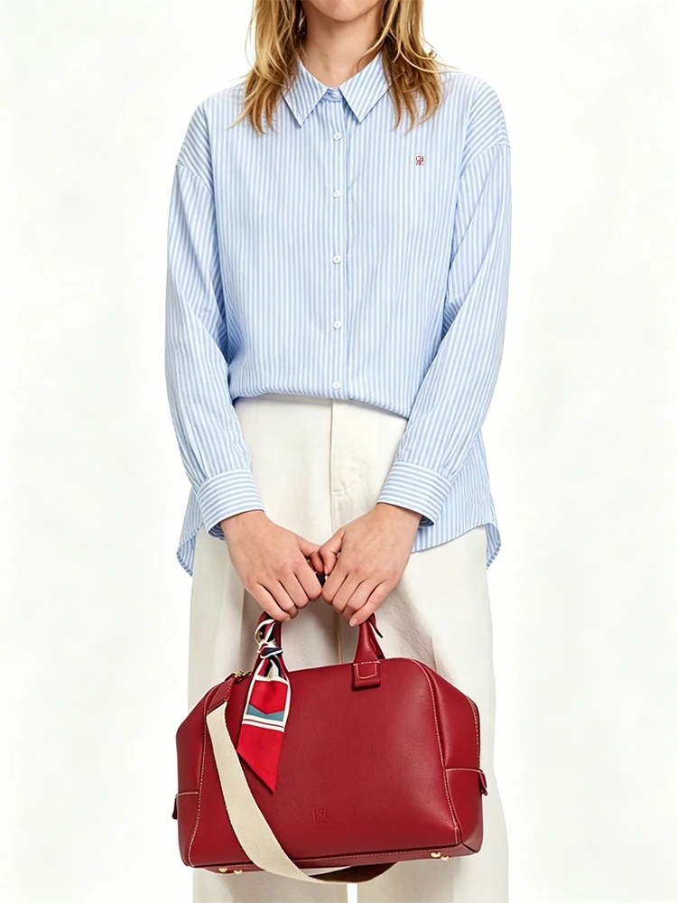 CH Loose Fit Multifunctional Striped Shirt 2026 New Item Can Be Worn Alone Layered Sunscreen Embroidery  Long Sleeved Top