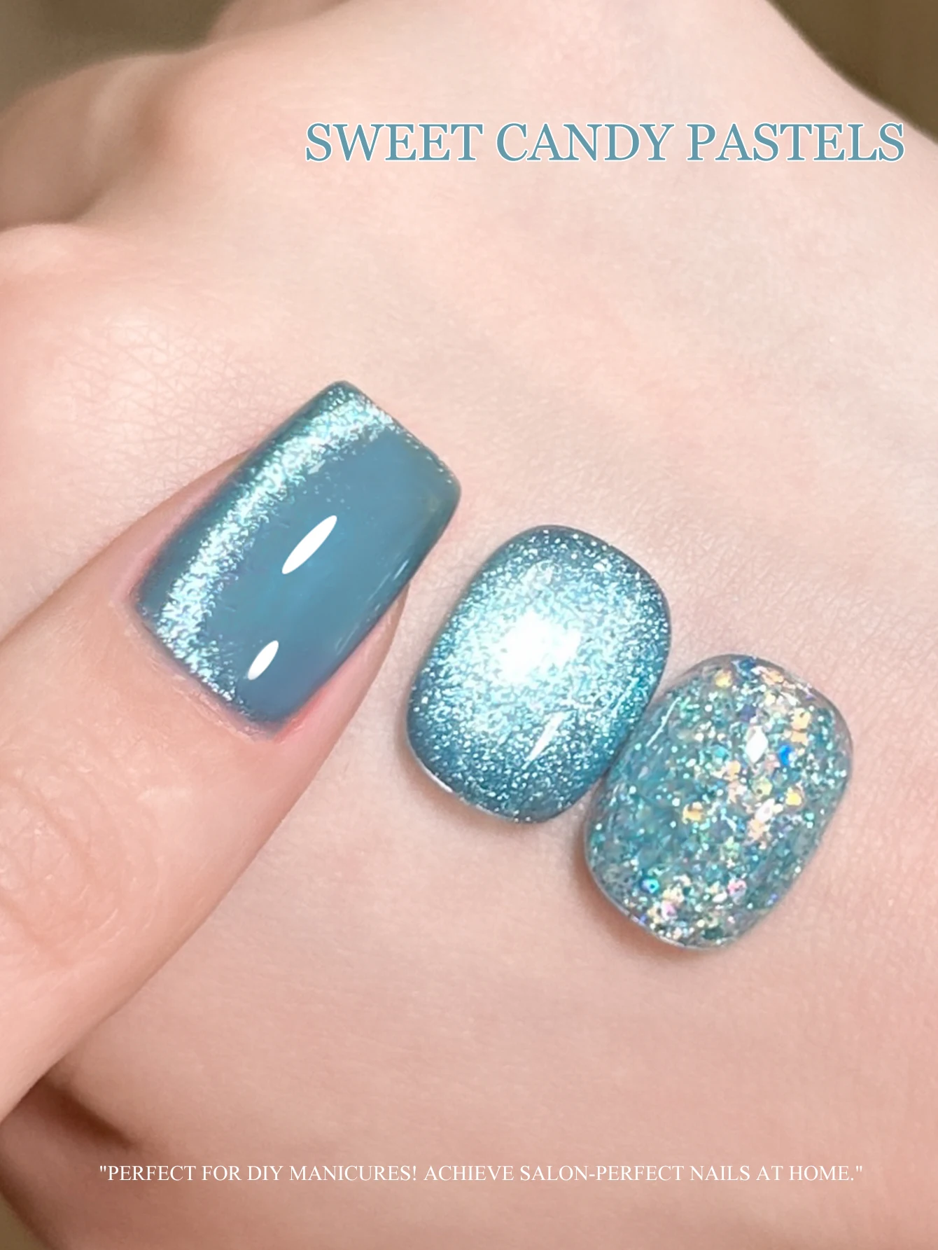 Bonbon-Pailletten 01 – Frühling und Sommer, neue beliebte Bonbon-Serie, Maniküre, blaue Pailletten, gepaart mit superhellen blauen Kristallmagneten