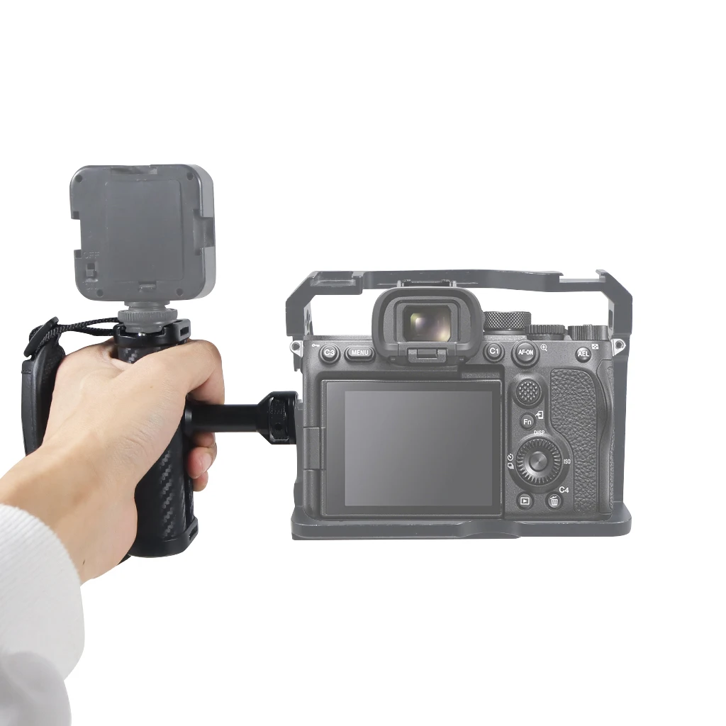 Universeller rechter und linker Seitengriff für Kamerakäfig-Handgriff mit Kaltschuhhalterung für Mikrofon-Videoleuchte für Sony für Canon Nikon – Detail 12