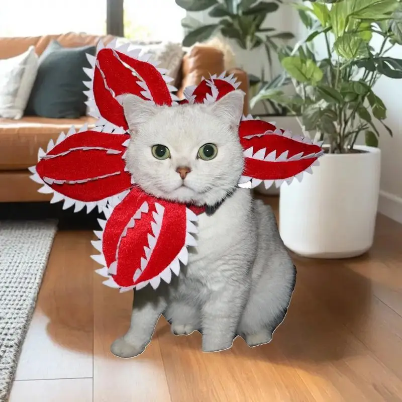 HUAHUAScary Cat Hat in Demogorgon Floral Design - Fun Pet Accessory for Birthdays, Adjustable for DogsHUAHUA