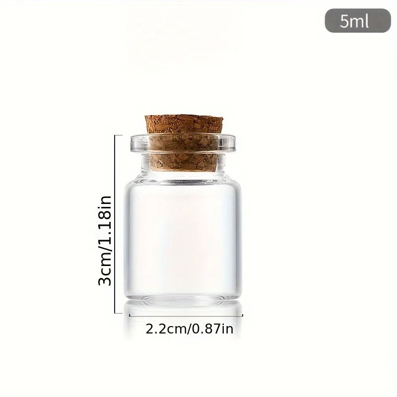 Mini Clear Glass Bottles with Clear Cork Stopper Message Bottles Empty Spice Bottle Wishing Drifting Bottle DIY Jars Vials Gift