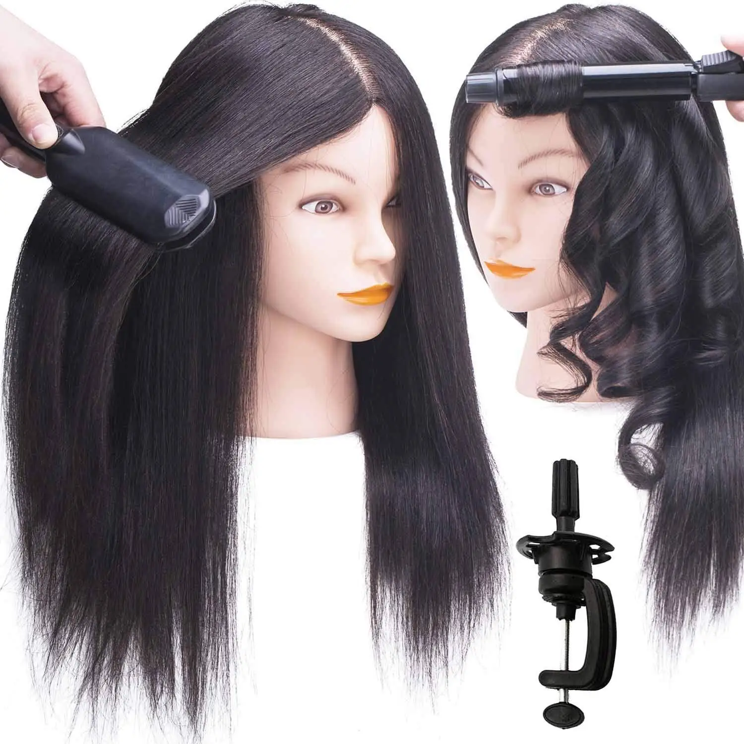 Human Hair Mannequin Head Professional Cosmetology Training Head for Hair Styling Braiding Cutting Practice
