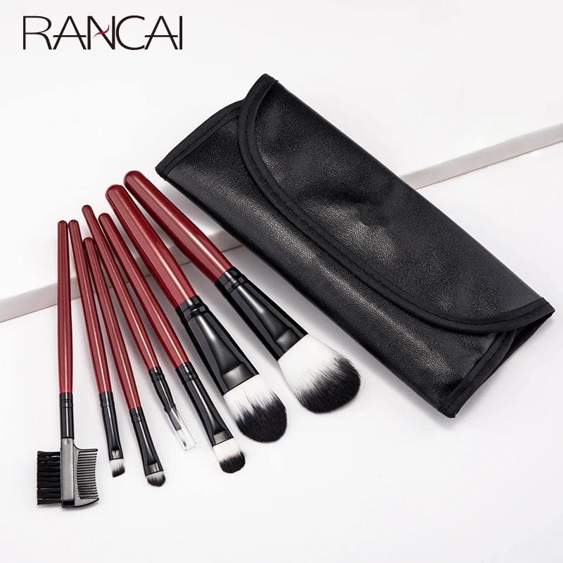 7Pcs Makeup Brushes Red Powder Foundation Blusher Face Kabuki Brush pincel maquiagem Cosmetics Tools Make Up