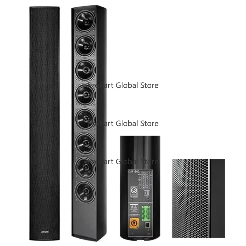 Professional Sound System 8x25W Digital Column Speaker Black Phased Array Column Speaker