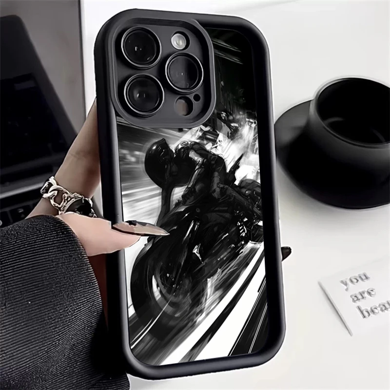 Cool Biker Motorcycle Silicone Phone Case For Xiaomi Redmi 13C 14C 13 4G Redmi Note 14 13 12 11 Pro Plus 5G 12S 11S Soft Cover