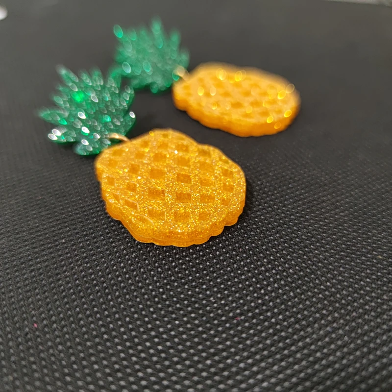KUGUYS Fruit Pineapple Handicraft Jewelry Earrings for Women Glitter Acrylic Trendy Jewelry Fashion Holiday Accessories