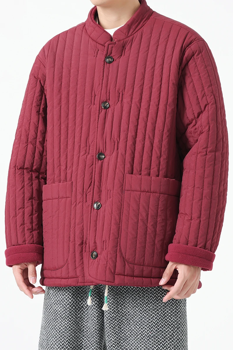 Spring and Autumn Winter Simple Retro Stand Up Collar Double Sided Casual Ethnic Long Sleeved Jacket Chinese Coat Men
