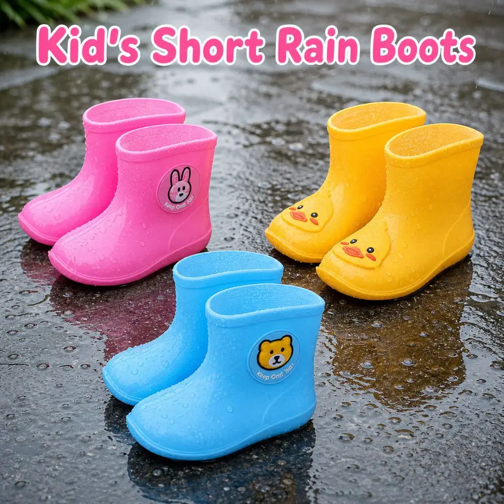 Non-slip Children's Short Rain Boots Low-top Lightweight Outdoor Water Boots PVC Waterproof Kids Rain Boots For 1-7 Boys Girls