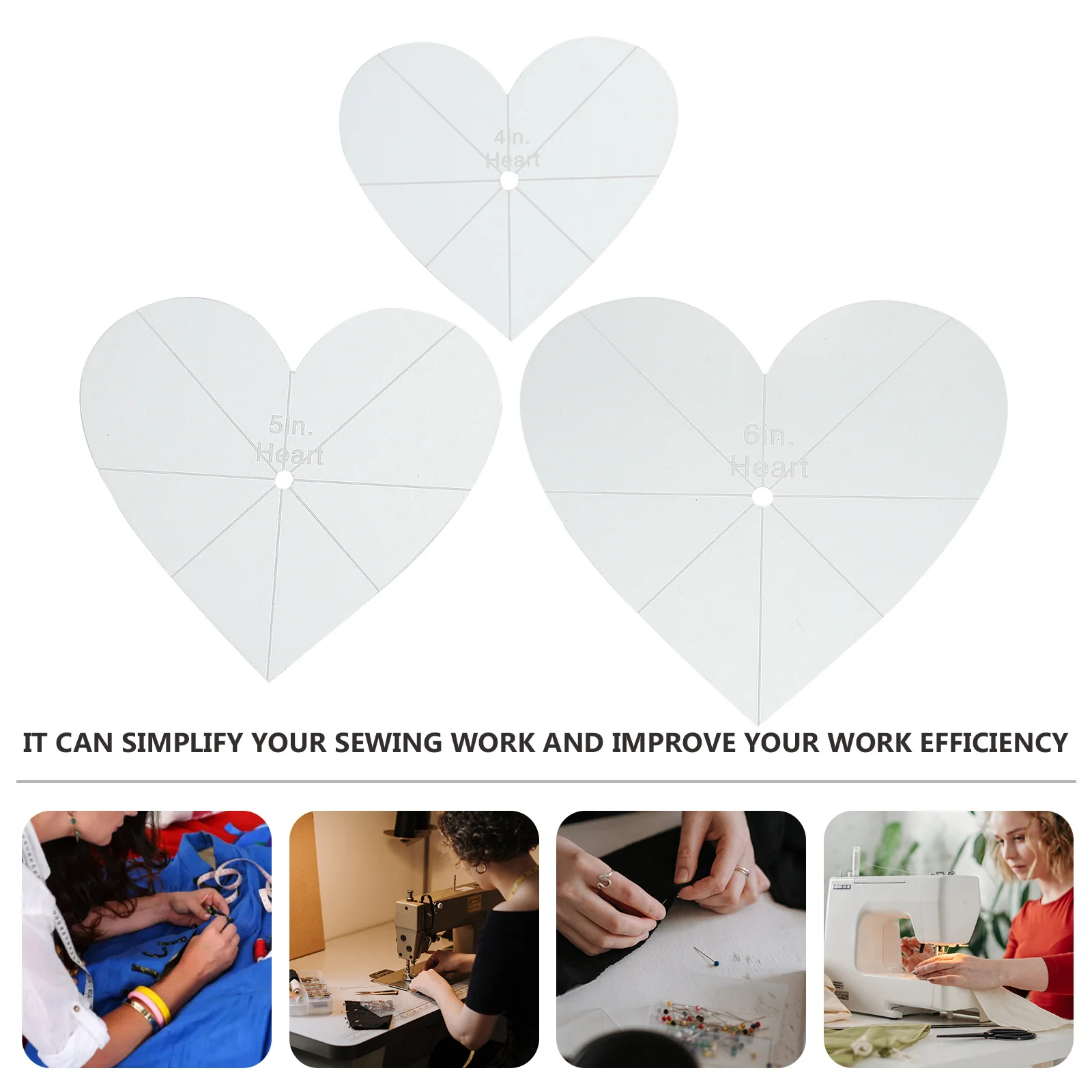 3 Pcs Sewing Ruler Heart Quilting Template Patchwork Tools Shape Templates Acrylic Stencil Rulers and Affordable DIY Embroidery