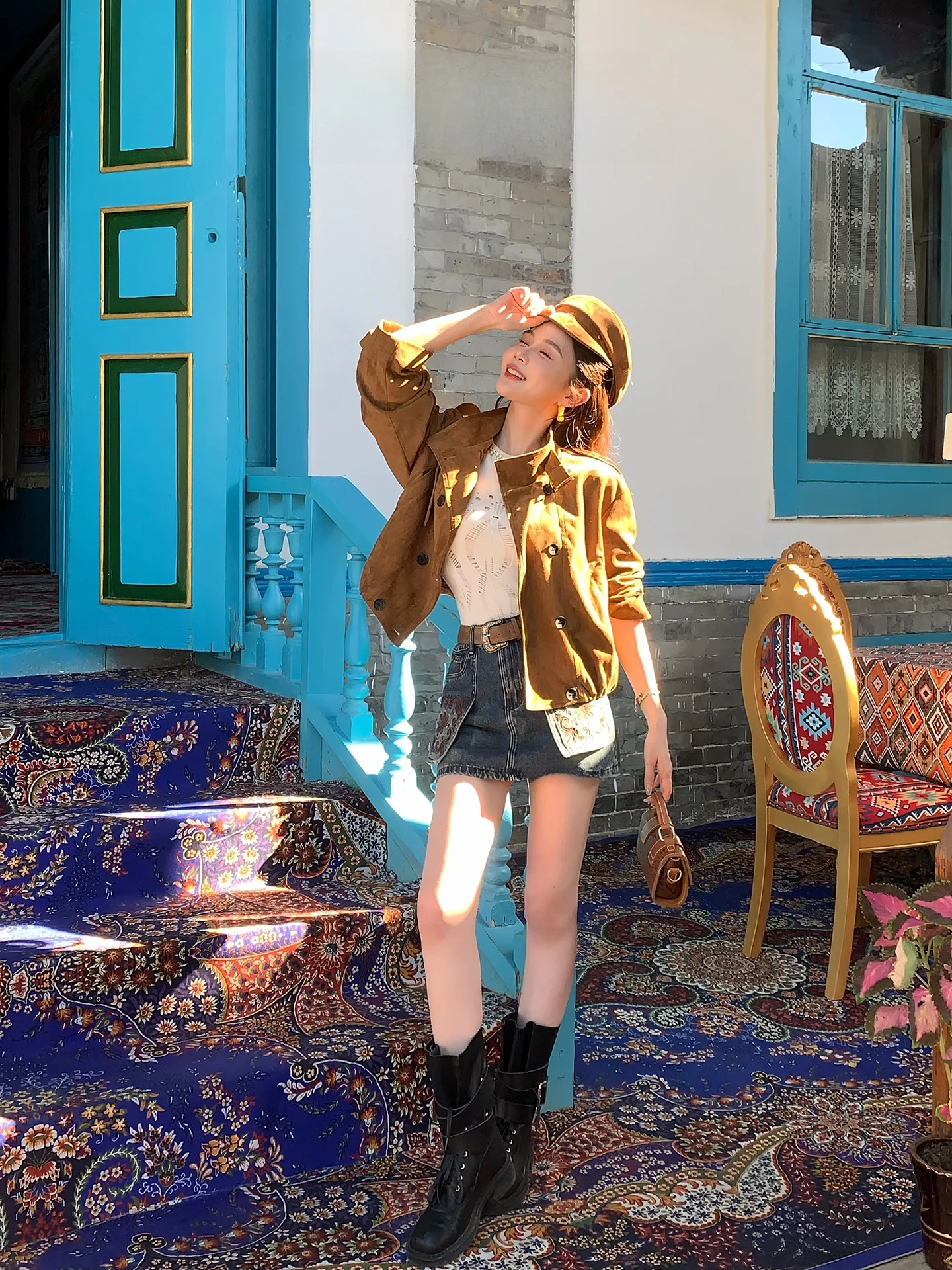 Jaqueta Feminina Casual Solta de Couro Retrô Americana AZZHEN com Franjas e Zíper em Fibra de Poliéster para Outono