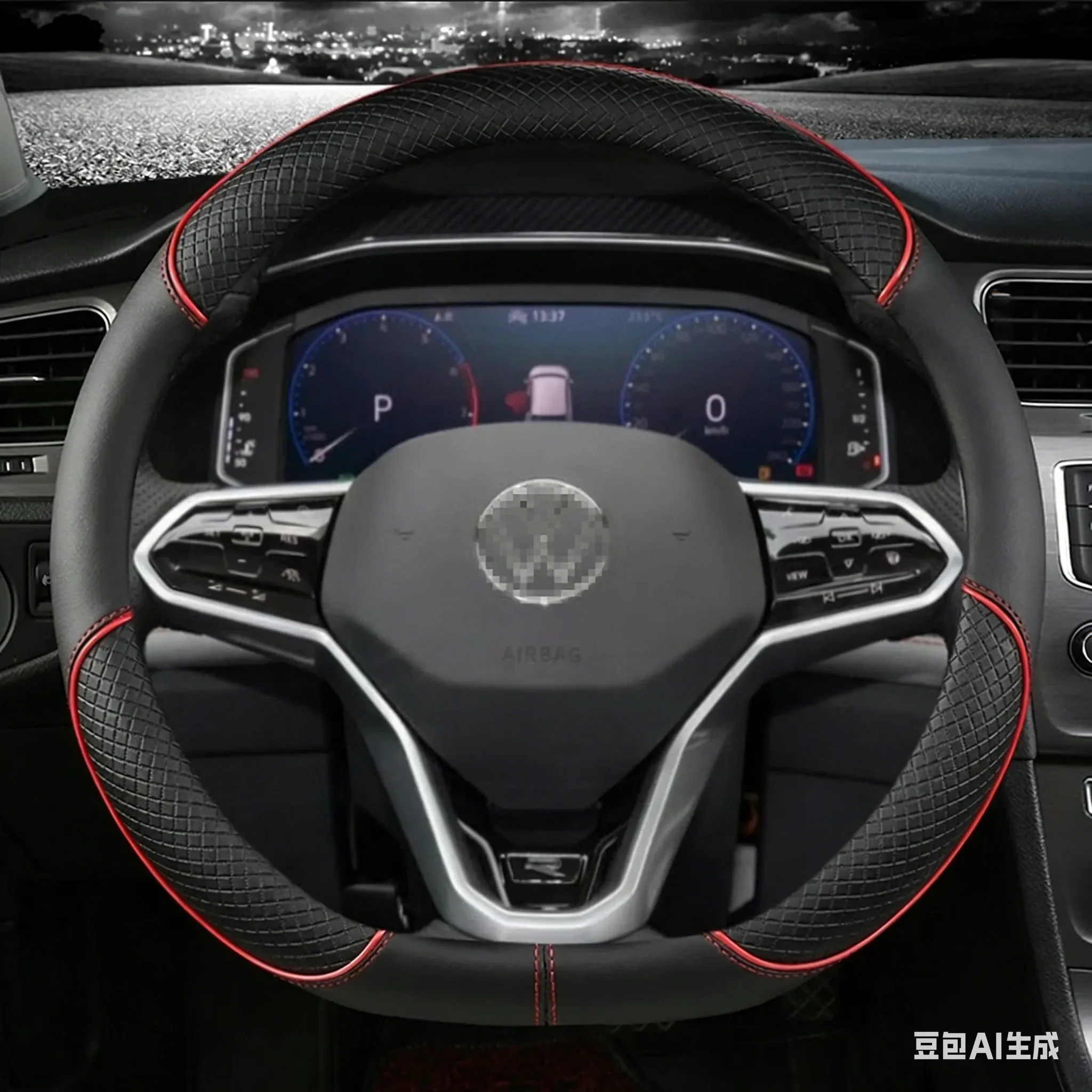 D Shape Car Steering Wheel Cover For VW Sharan Passat Caddy Touran Tiguan 2015-2021 Teramont Atlas T-Roc T-cross 2017-2021 2023