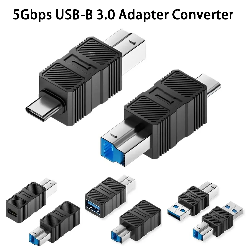 5Gbps USB‑B 3.0 Adapter Converter USB‑B To Type‑C USB‑A Male Female Connector Fast Data Transfer For Printer Monitor Scanner