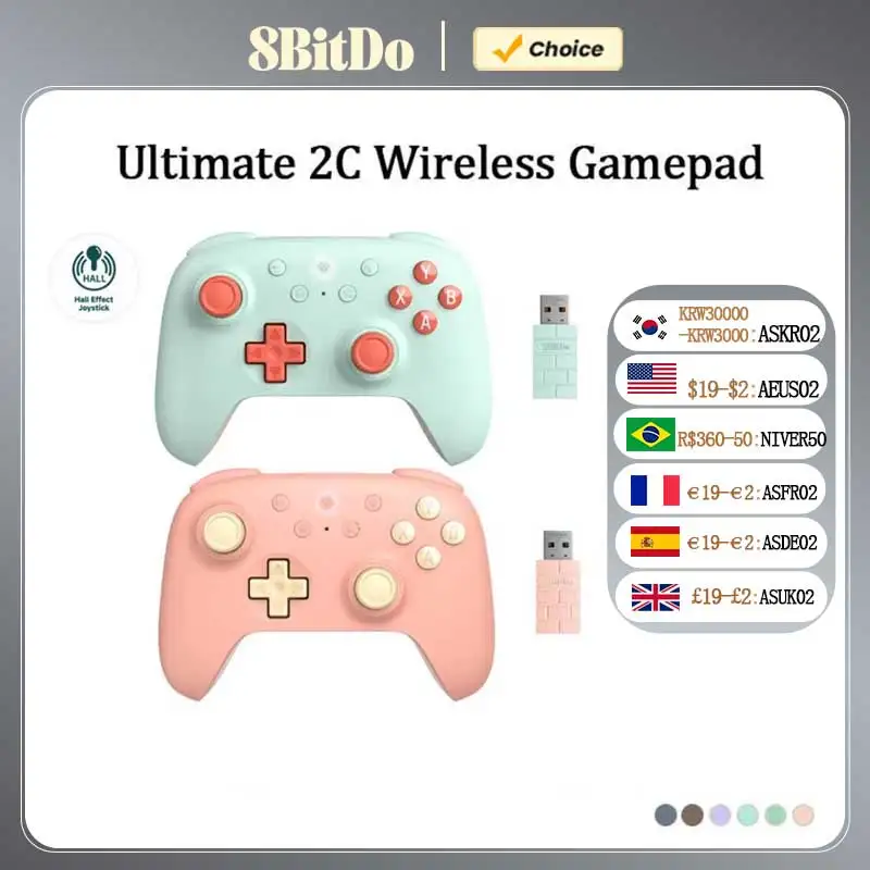 8BitDo New Ultimate 2C Wireless Gaming Controller with Hall Effect for PC, Windows 10, 11, Steam Deck, Raspberry Pi, Android