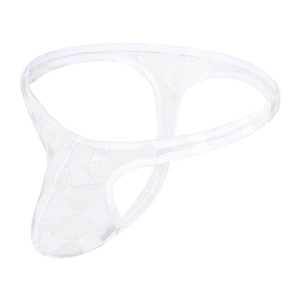 الرجال منقوشة ملخصات الملابس الداخلية سيور رقيقة جدا الملابس الداخلية تنفس انظر من خلال السروال منخفضة الارتفاع T-الظهر G-سلاسل الحقيبة سراويل #1