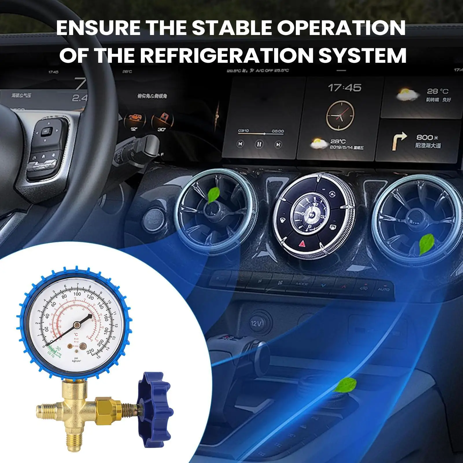

For Air Conditioner AC Manifold Gauge Precision Leak-Proof Air Conditioner Pressure Gauge For Home Car Office Hotel Room
