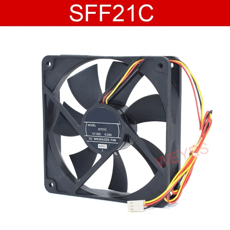 New 12CM Fan SFF21C E895C DC 12V 0.24A 2100RPM 12cm 120*120*25MM 3Pins Cooling