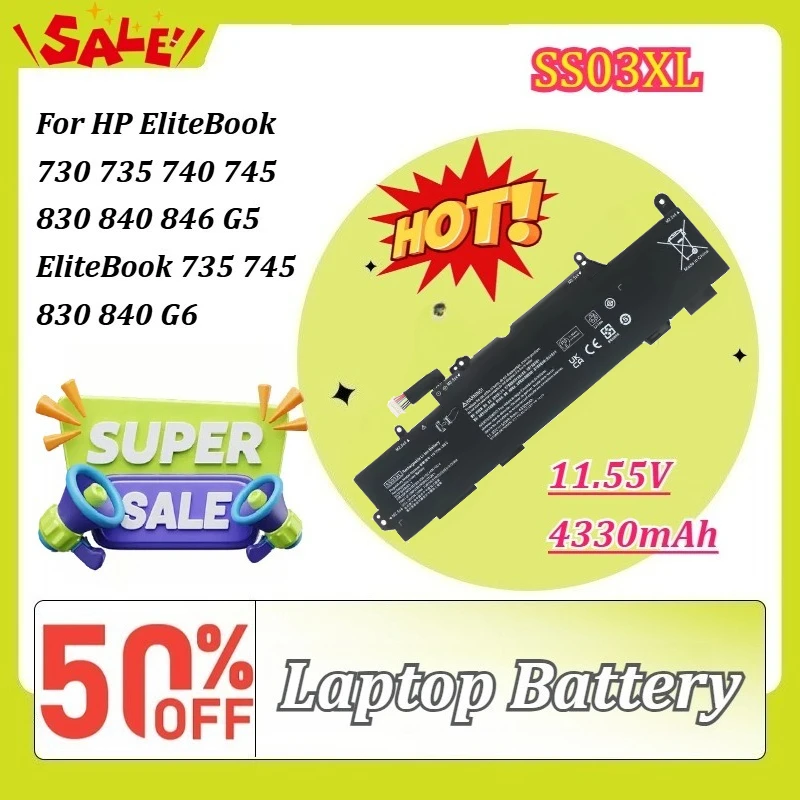 

New 4330mAh 11.55V SS03XL Laptop Battery for HP EliteBook 730 735 740 745 830 840 846 G5 EliteBook 735 745 830 840 G6 932823-1C1