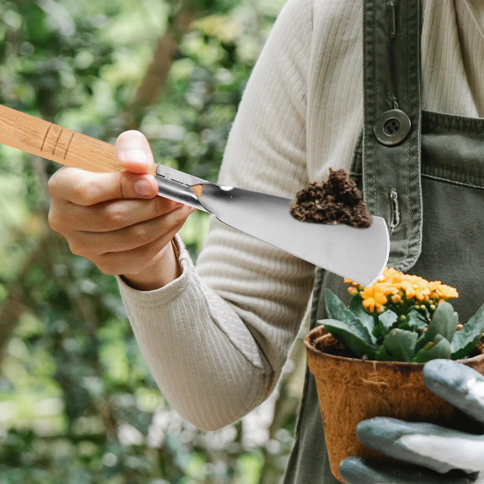 Garden Hand Trowel - Handschep voor tuinieren, roestvrij staal, houten