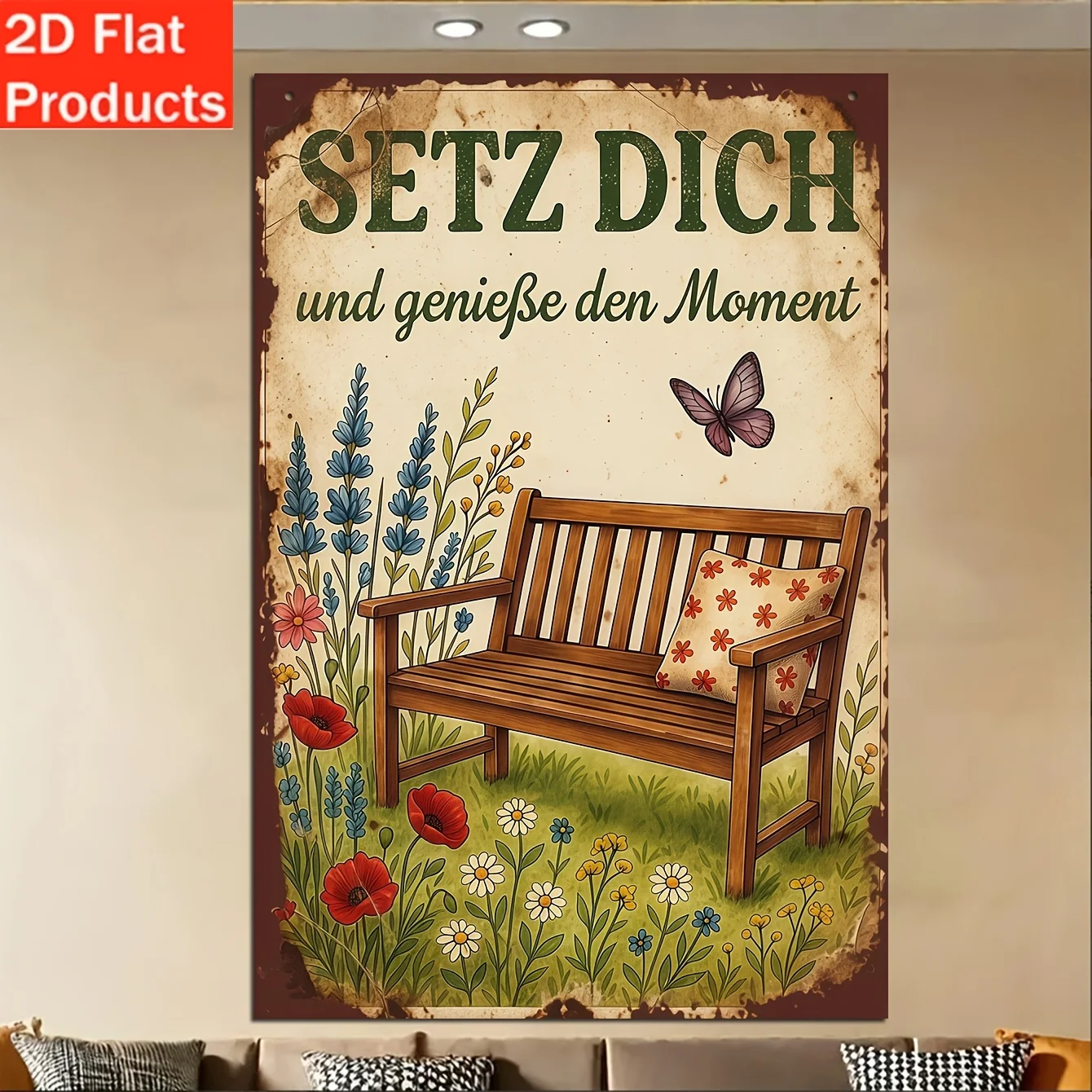 2D Flat, 1pc German Phrase Wall Plaque 