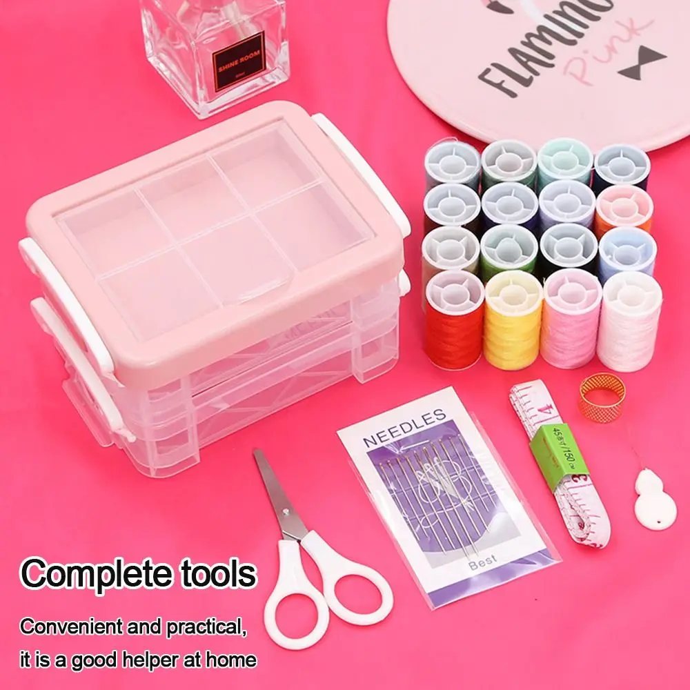 30Pcs/box Travel Home Living Thimble Buttons DIY Tool Storage Bags Sewing Kit Needle Threads Box Organizer