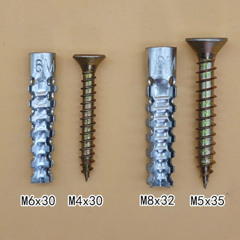 Heavy Duty Metal Wall Anchors and Screws Kit 6mm 8mm Serrated Expansion Bolt Zinc Plated Concrete Drywall Plugs 50/100Set