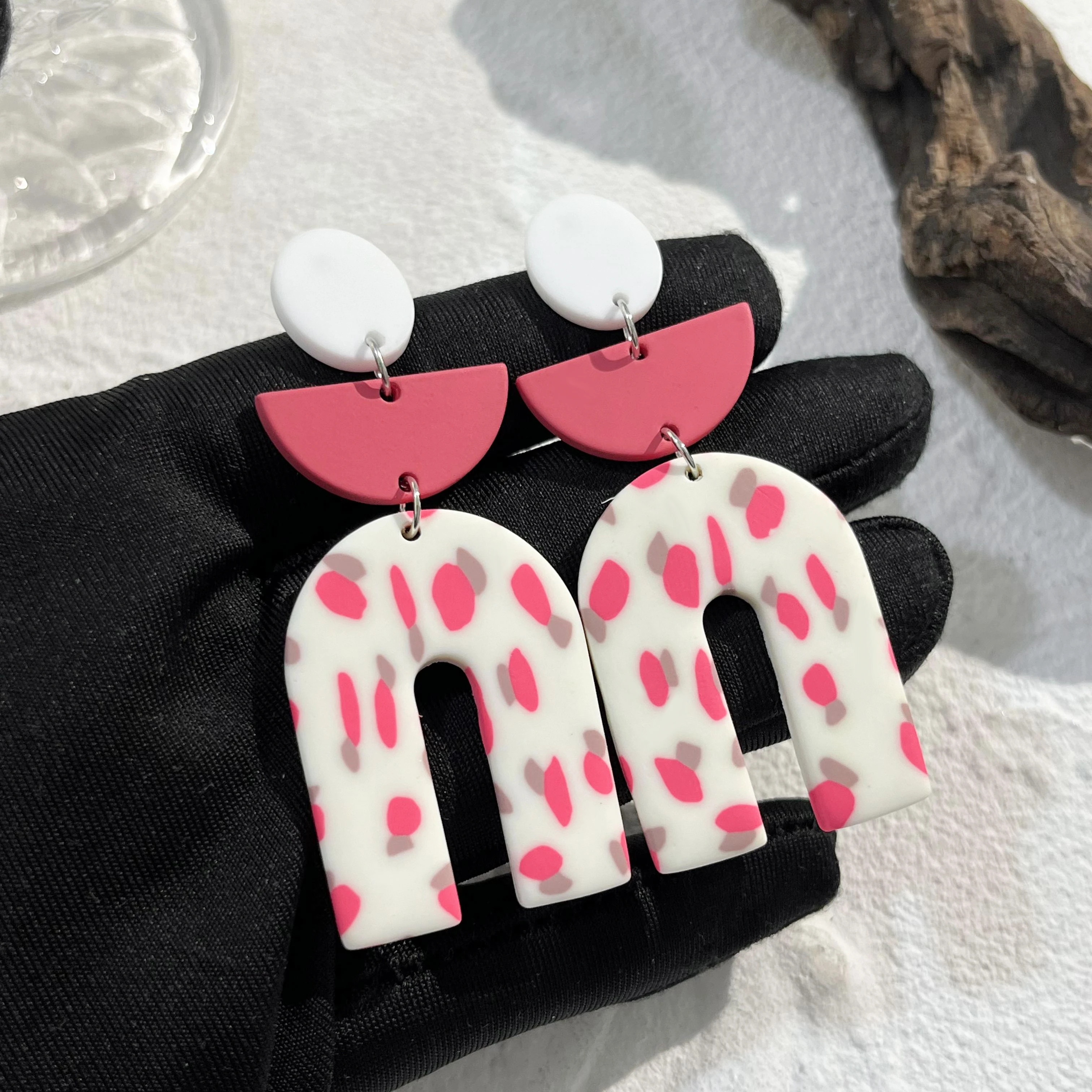 AENSOA Colorful Women\'s Polymer Clay Earrings Summer Sweet Personality Multiple Geometry Valentine\'s Day Gift Eardrop Jewelry