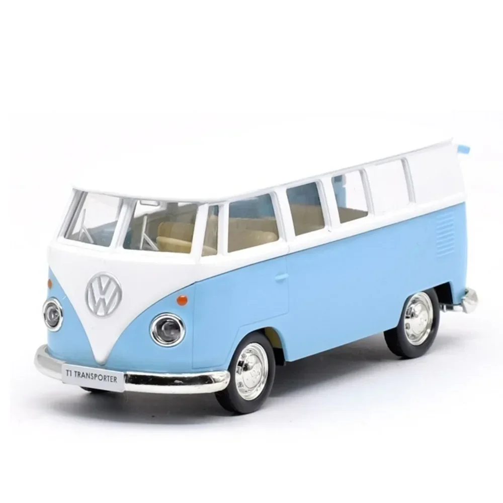 Volkswagen vw t1 de brinquedo para criança, metal, liga, moldes, carro, veículos clássicos, pull-up, colecionáveis, 1:36