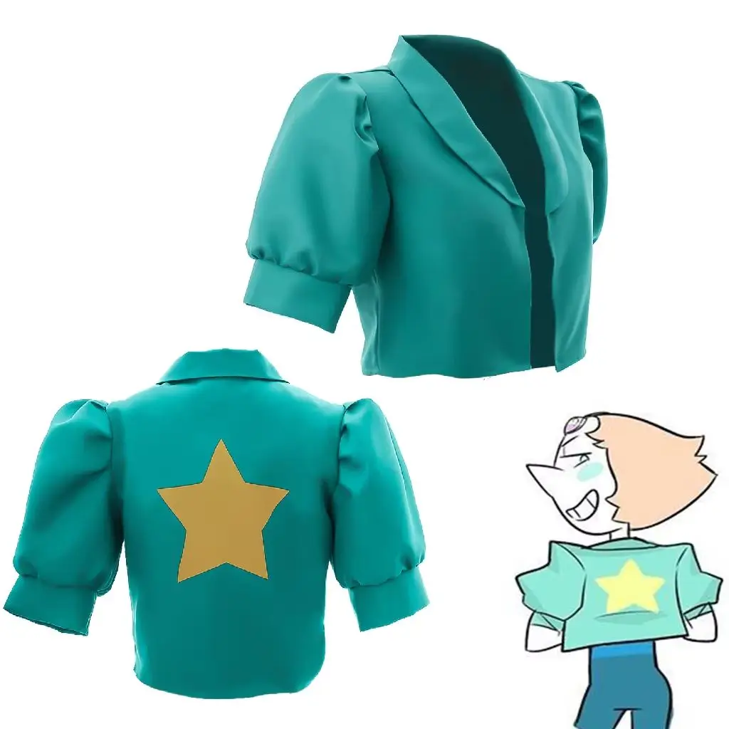 Chaqueta de Cosplay de Steven Universe Pearl para mujer adulta, uniforme verde, abrigo corto, traje de cómic Con para fiesta de Halloween, ropa de calle de Carnaval
