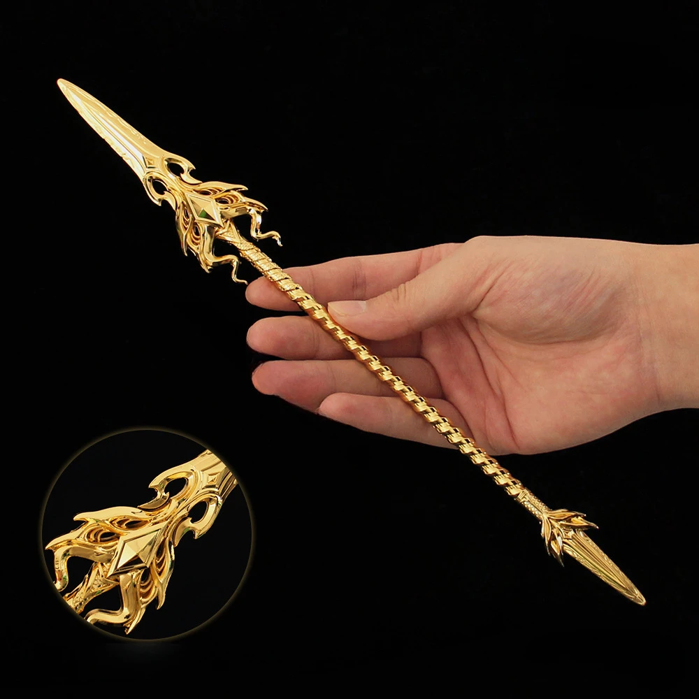 30CM Soul Land Dou Luo Da Lu Golden Dragon Spear Anime Randapparatuur Volledig Metalen Ambachtelijke Wapen Model Collectible Bureau ornamenten Speelgoed