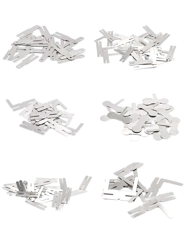 100pcs Nickel Tab Nickel Plated Steel Sheet Polygonal Plates For 18650 Lithium Batteries Spot Welding Batteries Connector Plates