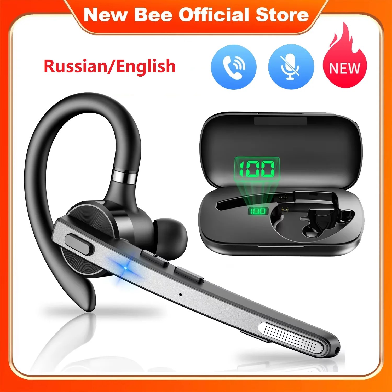 New Bee M53 M51 M50 Wireless Bluetooth 5.1 Headset Single Driving Headphone Dual-Mic CVC8.0 Noise Cancelling Handsfree Earphones