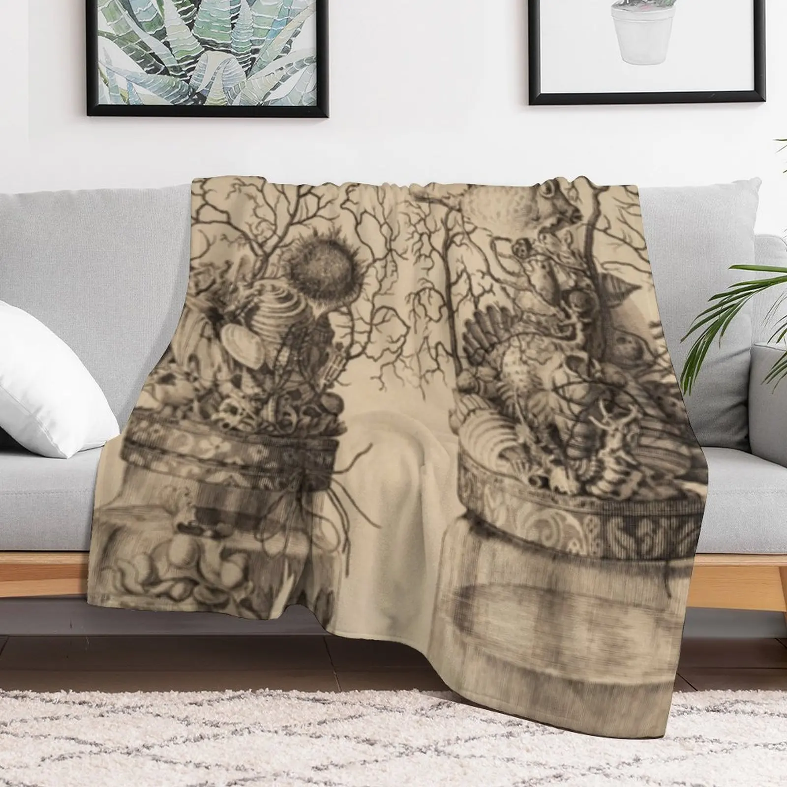 Cabinet Of Curiosity Corals Throw Blanket warm winter Decoratives Blankets