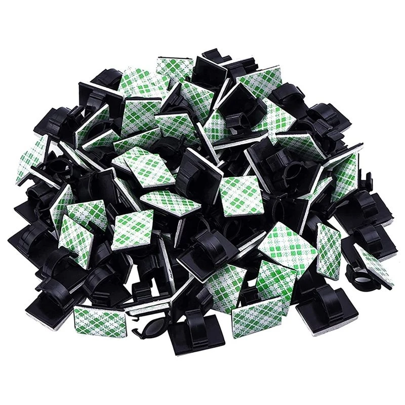 T19C Wire Harness Fixing Clip 100Pcs Non Perforated Self-Adhesive Cable Organizer Fixing Clamp Conduit Manager