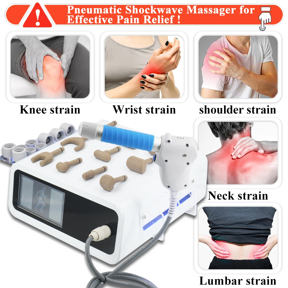 المهنية الهوائية آلة العلاج بالمستخدمين آلام الساق الركبة العلاج الطبيعي 12Bar موجة الصدمة جهاز الجسم مدلك بتقويم العمود الفقري