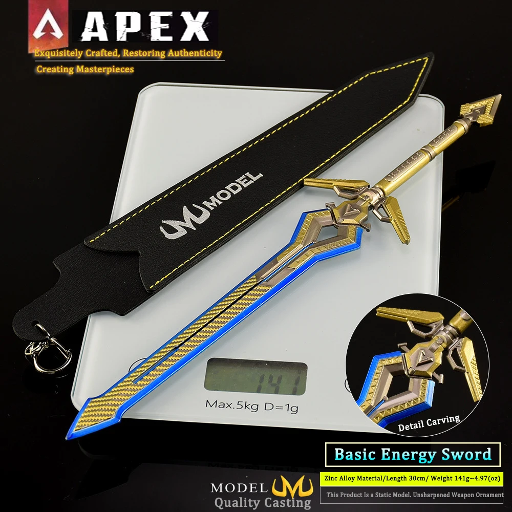Modelo de armas periféricas de juego APEX de 30CM, espada de energía básica, Funda de cuero, versión totalmente de Metal, adornos de juguete, artesanías, regalos para niños