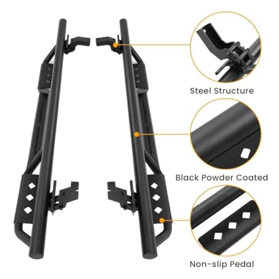 Treeplanken Drop Side Step Compatibel met 20212025 Ford Bronco 4-deurmodellen Heavy Duty Black Tube Rock Slider Rails Step Ba