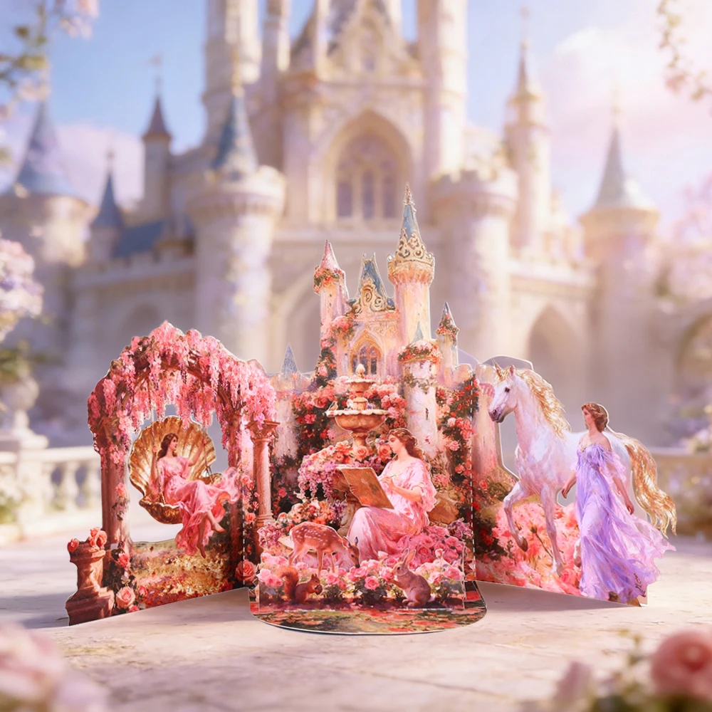 3D-Pop-Up-Grußkarte mit dem Motiv „Rose Garden Story“, geeignet für Geburtstage, Jubiläen und andere Anlässe